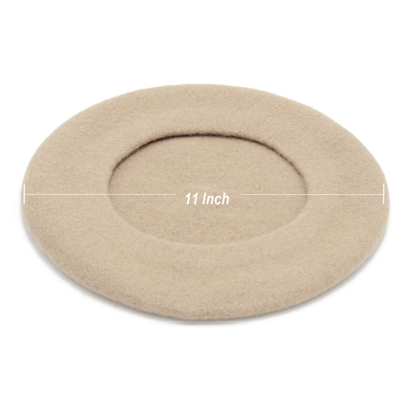 Wheebo Wool Beret Hat,Solid Color French Style Winter Warm Cap for Women Girls (Beige) - Image 4